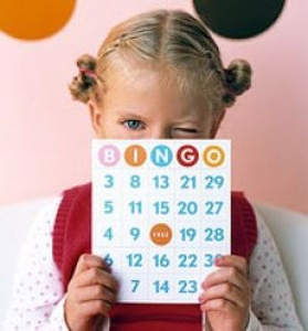 child with bingo card